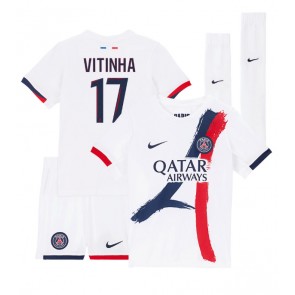 Paris Saint-Germain Vitinha #17 Dětské Venkovní dres komplet 2024-25 Krátký Rukáv (+ trenýrky)